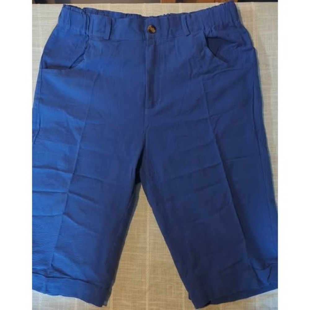 Blue Elastic Back High Rise Relaxed‎ Shorts Size L pockets summer  LIGHTWEIGHT